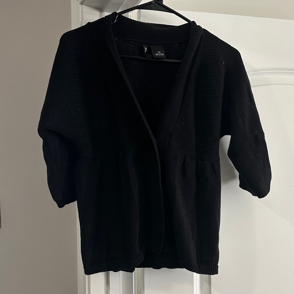 New Directions Black Ribbed Cardigan